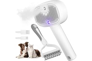 2TRUL Pet Steam Brush for Dog & Cat - 3-in-1 Spray Hair Removal Comb for Shedding & Grooming, Dog Brushes for Indoor Cats, Cat Steam Brush & Pet Grooming Rake for Long & Short Haired Pets