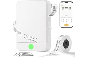 NUKVRYY Étiqueteuse avec Étiquettes, Bluetooth Imprimante d'étiquettes Autocollant Thermique pour Maison, Bureau, École, Organisation, Cuisine Personnalisées, Compatible avec iOS et Android