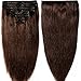 Deluxe Double Weft Remy Human Hair Clip in Extensions Full Head Set 8 Pieces 10"-22" Grade 7A Real Natural Long Straight Silky Soft(18"-140g,#2 Dark Brown)