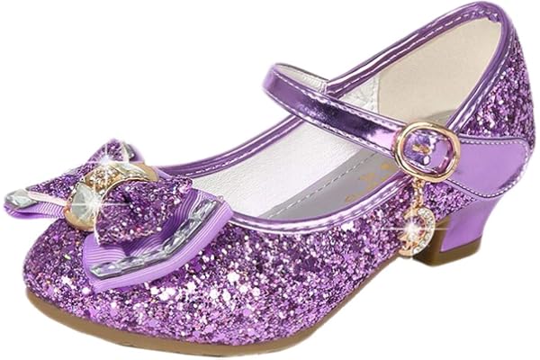 mama stadt Chaussure Princesse Fille Talon Enfant Fille Princesse Cosplay Chaussures Paillettes Chaussure Deguisement Princesse Fille Chaussure à Talon Fille pour Mariages et Fêtes