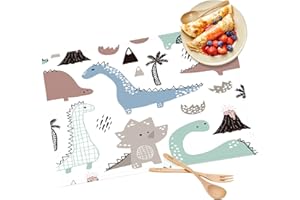 Olymajy Childrens Placemats, Kids Table Mat Light Waterproof And Stain-Resistant, Cute Cartoon Dinosaur Table Mat 13.8 × 9.8 in