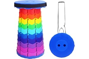 FUREINSTORE Taburete Plegable Portátil, Taburete Telescópico Ligero y Duradero para Actividades al Aire Libre como Viajes, Pesca, Senderismo y Camping (Azul Multicolor)