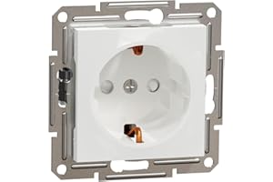 Schneider Electric Asfora EPH2970221D gniazdo wtykowe z zestykiem ochronnym 16 A, ochrona przed dotykiem, gniazdo wtykowe ze stykiem ochronnym, zaciski śrubowe, gniazdko podtynkowe, białe