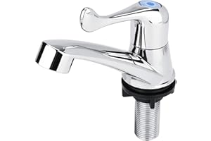 JOYZAN Grifo de Agua Fría Lndividual, Grifo Lavabo, Grifo Agua Fria,Plástico ABS Cromo Grifos Lavabo Acabado Cromado G1/2 Baño Accesorios Individual Fregadero Cocina Único Frío Rociador De Uso para Lavar