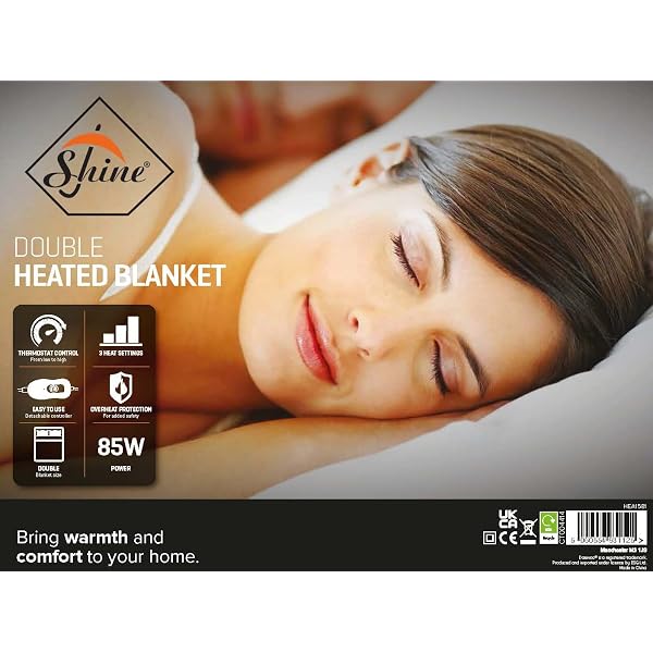 SHINE Supreme comfort electric heated blanket underblanket, Machine  washable, heat control u0026 overheat protection (DOUBLE) : Amazon.co.uk: Home  u0026 Kitchen