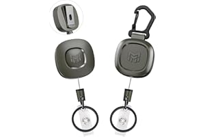 MNGARISTA Lot de 2 porte-clés rétractables en métal robuste, clip de ceinture et mousqueton, rétraction de 226,8 g, câble en acier de 80 cm, enrouleur de porte-badge d'identification en alliage de