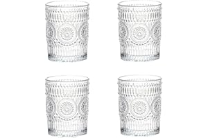 LOYUYU Set De 4, Verres Romantiques, Verres à Boire Premium 250ML, Set De Verrerie Vintage pour Jus, Boissons, Bières, Cocktails Set de 4 (250ml)
