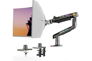 NB Ergonomic Braccio Monitor per da 32 a 60 Pollici Schermo Piatti Ultrawide Curvi, RGB Supporto per Monitor Resistente Carico fino a 20 kg VESA 75&100 mm (Nero)