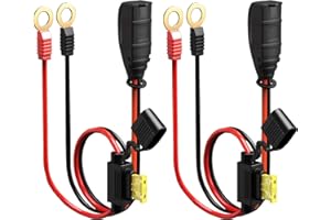 YUFFQOPC 2Pcs Wire Harness Compatible with NOCO GC002 X-Connect M6 (1/4 in) Eyelet Terminal Connector, SAE to O Ring Terminal Harness, Battery Tender Leads Accessories Cables