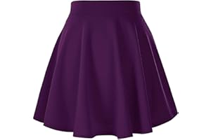 STAR FASHION Women's Basic Solid Versatile Stretchy Flared Casual Mini Skater Skirt