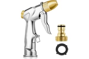 AOSEAHESS Upgrade Garden Hose Nozzle, 100% Heavy Duty Metal Handheld Water Nozzle High Pressure Pistol Grip Sprayer in 4 Spraying Modes for Hand Watering Plants and Lawn, Car Washing, Patio and Pet