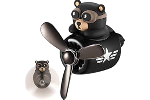 GHOPY Bear Pilot Air Freshener, Retro Airplane Air Outlet Scented Clip With Rotating Propeller, Aromatherapy Fragrance Ornament, Personalized Vent Aroma Diffuser for Car Interior Decor