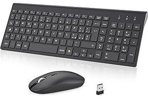 cimetech Tastiera e Mouse Wireless, Layout Italiano QWERTY, Ultra-Sottile ‎Ergonomico Full-Size Numerico con Ricevitore Nano per PC/Laptop/Win7/Win8/Win10-Nero