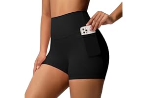 AYESY Cycling Shorts Women, High Waist with Pockets Running Gym Shorts for Women Tummy Control Tights Soft Opaque Workout Sport Yoga Running Short