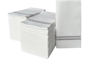 JINYUDOME Luxury Paper Hand Towels,Linen Feel Hand Towels,Soft,Durable,Absorbent Paper Hand Towel for Kitchen,Parties,Bathroom,Restaurant,Events,Pack of 100(Gray).