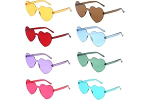 ojussa Party Glasses Heart Sunglasses Heart Shaped Glasses Hippie Rimless Glasses Funky Sunglasses Festival Glasses for Adults and Kids