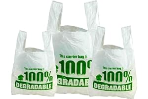 CAPRA FALCONERI Lot de 500 grands sacs de transport en plastique blanc 27,9 x 43,2 x 53,3 cm – Sac de courses réutilisable 100 % biodégradable – Sacs en plastique recyclés respectueux de l'environnement