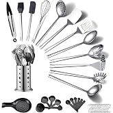 ReaNea 40 Piece Stainless Steel Kitchen Utensil Set with Utensil Holder, Kitchen Utensils Essentials, Metal Spatula Set