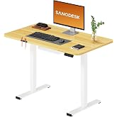 SANODESK Electric Lift-Up Desk with One-Piece Whole Table 100 x 60 cm, Height Adjustable with Memory, Stable, Quiet and Anti-
