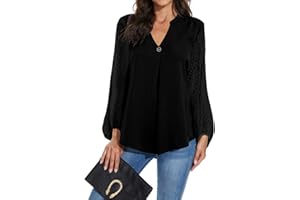 Magritta Women V Neck Long Sleeve Shirt Plain/Floral Printed Tunic Tops Casual Blouse