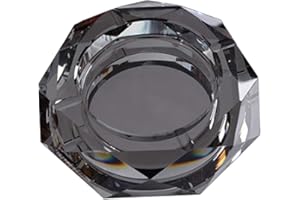 HUIPYOU Cestlafit Cendrier en cristal, cendrier européen pour salon ou cigarettes, plateau de décoration pour la maison, le bureau, la décoration de table, cendrier cadeau, cadeau de fête des pères, noir