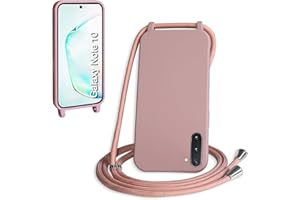 WenBaby Handykette für Samsung Galaxy Note 10 Hülle mit Band,Handyhülle mit Schnur zum Umhängen Silikon Seil Necklace Schutzhülle mit Kordel Tasche Case TPU Bumper für Galaxy Note 10- Sandrosa