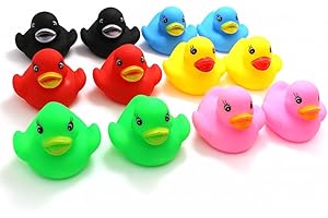 Novelty Place Flotar y Pitar Patito de Goma Juguete para Bañera Baño del Bebé Pato de Goma para Niños Colores Variados (12 Unidades)