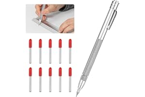 HUGWAIT Marcador Metal de Carburo de Tungsteno, Punta Trazadora con Punta de Metal Duro con 10 Uds Puntas, Marcador de Trazadora de Carburo Lapiz de Grabado para Vidrio, Cerámica, Metal