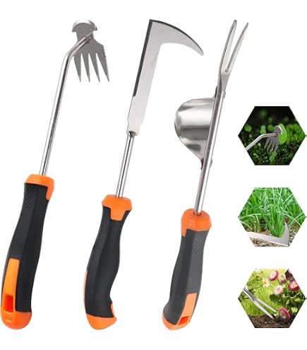 Désherbeur Manuel WORKPRO 2 Pièces - Outil Jardin Acier Inoxydable, Facile à Utiliser