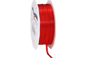 ‎PRÄSENT Präsent C.E. Pattberg Satin rot, 50 m Satinband zum Einpacken von Geschenken, 3 mm Breite, Geschenkband zum Dekorieren & Basteln, Dekoband, Anlass