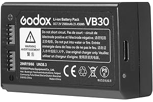 GODOX VB30 Lithium au Batterie, 21.45Wh DC7.2V 2980mAh Batterie de Remplacement, Convient au Godox V1Pro V100 V1 V860III V850III AD100Pro Flash, Supporte Charge Type-C