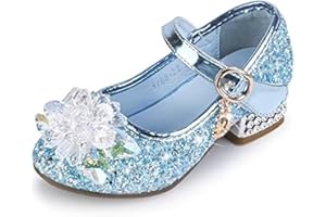 Sangyn Kristall Elsa Schuhe stöckelschuhe glitzerschuhe für mädchen Glitzer Sandalen Pailletten Prinzessin Cosplay Schuhe Hochzeiten Klett Sandalen für Fest Fasching Geburtstag Halloween Party