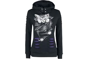 Spiral Direct Bluza z kapturem Kobiety Bright Eyes - Large Hood Ripped Hoody Purple-Black