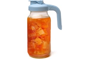 County Line Kitchen Glass Mason Jar Pitcher with Lid - Wide Mouth, 2 Quarts (64 oz) - Heavy Duty, Leak Proof - Sun & Iced Tea Pitcher, Cold Brew Coffee, Breast Milk Storage, Water - 2 Liters Classic