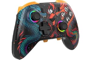 Cosmic Byte Drakon Tri-Mode Controller with Charging Dock, TMR Joysticks, Mechanical Buttons, RGB Lighting, Macro Keys, Trigger Locks, Carrying Case, Interghangeable Top, Gyro, Dual Vibration, PC Software Support (Black)