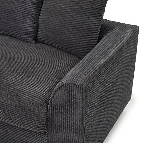 Laura James Bergen 3 + 2 Seater Sofa Set Grey Fabric Cord Settee