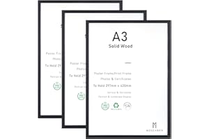 ATOBART A3-Zertifikat-Bilderrahmen, 3er-Pack schwarzer Holz-Bilderrahmen mit Plexi-glass für Wandmontage-Display, 29,7x42 cm, 3er-Set