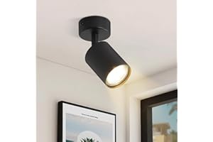 ‎ZMH ZMH Deckenstrahler Schwarz Deckenleuchte Flur: Deckenlampe GU10 Spots 1 Flammig 350°Schwenkbar Deckenspots Modern Flurlampe Industrial Wandstrahler für Wohnzimmer Schlafzimmer - Ohne Leuchtmittel