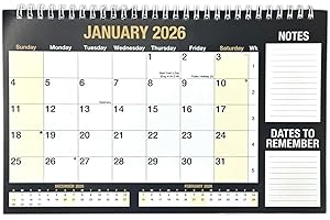 PaulStore 2026 Month to View Desktop Planner Calendar for Home Office and School Use Black & White