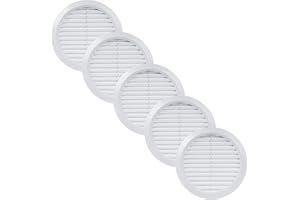 Vent Systems 5 piezas cubiertas de ventilación de 150 mm, color blanco, rejillas de ventilación redondas, cubierta de rejilla, protección contra insectos integrada, orificios de ventilación HVAC para