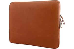 MOSISO Pokrowiec na laptopa, kompatybilny z MacBook Air/Pro, notebook 13–13,3 cala, MacBook Pro 14 cali M3 M2 M1 Chip Pro Max 2023-2021, wyściełana torba ze skóry PU, wodoodporna, brązowy