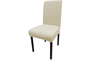 Leeyunbee Universal Stretch Stuhlhussen 6er Set, Abnehmbarer Waschbarer Jacquard Spandex Stuhlbezug, Elastische Moderne Beschützer Stuhlüberzüge für Esszimmer Hochzeit Partys Bankett Deko (Beige)