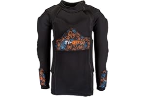 TI-GO Kids Padded Zip Up Long Sleeve Soft Body Armour - Chest Protector for Mountain Bike - BMX Biking Protective Gear for Neck & Arms - Sports Clothing for Children