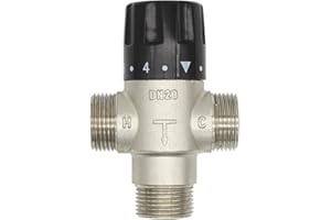 ROOWARMER Mezclador termostatico 3 vias 1/2 3/4 1 1-1/4 1-1/2 pulgada para ducha banera lavabo cocina bidet (3/4 pulgada (DN20))