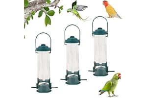 ESFORZARSE Deco, mangiatoia per uccelli, 3 pezzi da appendere, mangiatoia per uccelli con 2 punti di avvicinamento, ciotola per uccelli, tubo trasparente massiccio da appendere, casetta per uccelli da giardino
