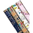 Birthday Gift Wrapping Paper - Pack of 4 x 3M Happy Birthday Gift Wrapping Paper roll Perfect for Birthday, Festival, Party or Wedding Gift and Festive Decoration, Multi