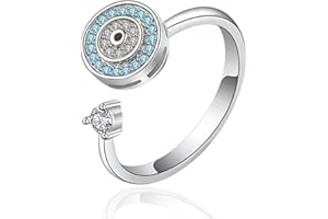 HALUKAKAH Bague Spinner Contre Anxiété Plaqué Or 18 Carats/Platine:Bijou Élégant pour Soulager Stress avec Cœur en Diamant et Spinner à Perles,Sel de Himalaya Ajouté,Réglable,Cadeau pour Femmes,Ados
