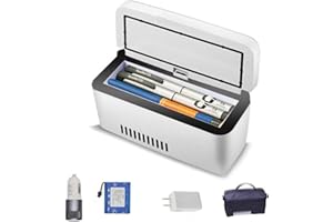 lxiluv Medikamente Kühlschrank, Insulin Kühlbox, Kühlschrank und Insulin Kühler für Auto, Reisen, Haus - Portable Auto Kühlung Case,B-2battery