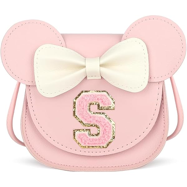 KU Gift Girls Little Mouse Ear Bow Crossbody Purse, PU Mini Handbag