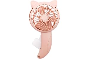 Handpressfläkt Kattöron Rosa för Barn Resa Manuell Utomhus | Ingen Batteri, PP-material, 50g, 11x4x20cm, Tecknad Design, Lätt